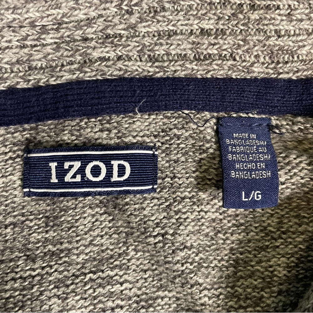 IZOD‎ Shawl Collar Men’s Beige Pullover Sweater Long Sleeve size Large Buttons - Picture 3 of 10